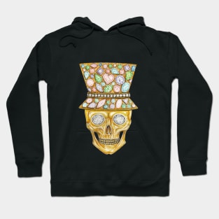 Skull head set with fancy sapphire diamond and gold. Hoodie